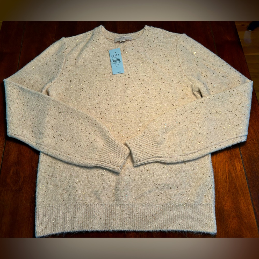 NWT🌷LOFT Sweater w/ Glitter Sequins for Sparkle
